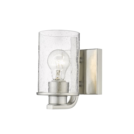 Beckett 1 Light Wall Sconce, Brushed Nickel And Clear Seedy